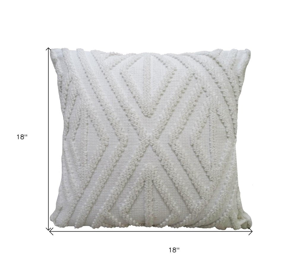 18" x 18" White Zippered Diamond Indoor/Outdoor Patio Throw Pillow