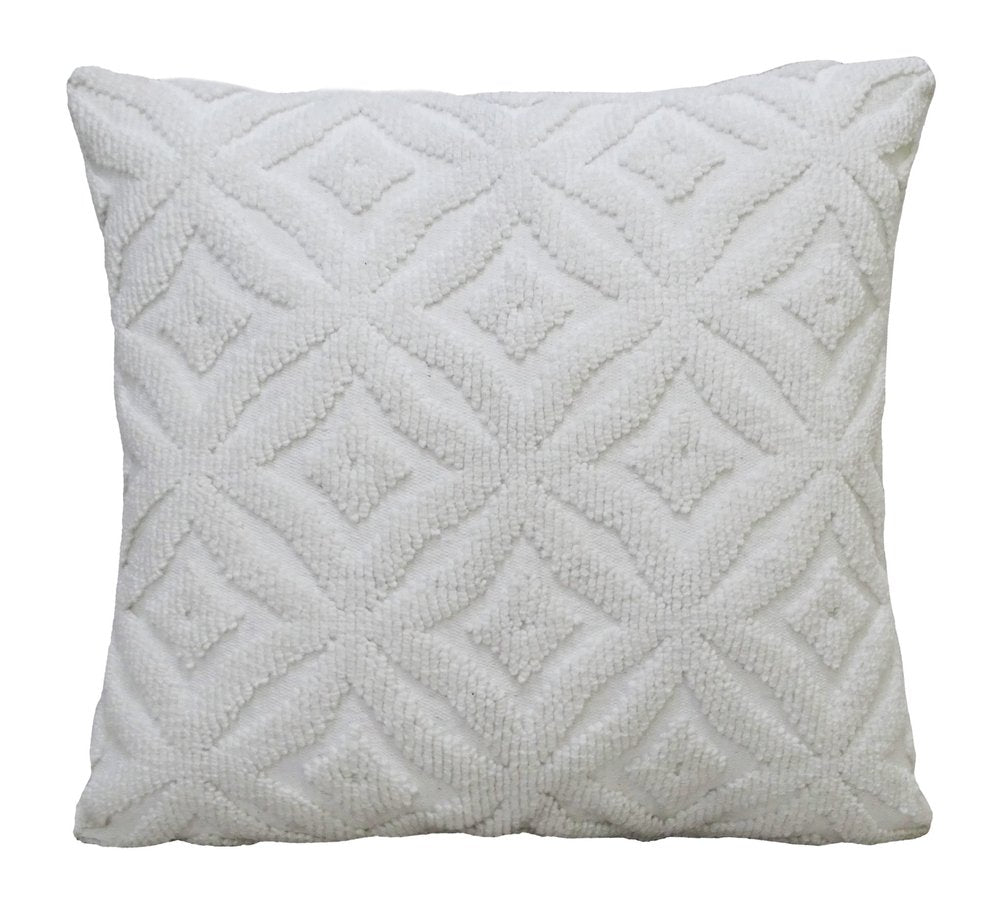 18"x18" White Indoor/Outdoor Ogee Decorative Pillow