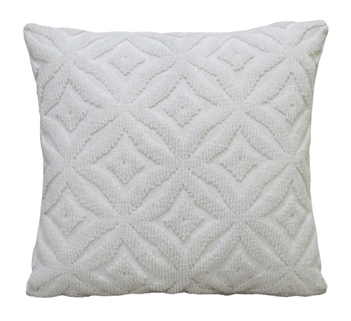 18"x18" White Indoor/Outdoor Ogee Decorative Pillow