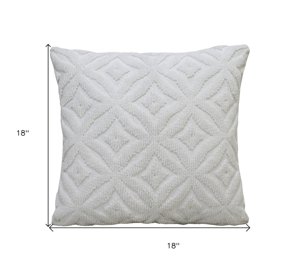18"x18" White Indoor/Outdoor Ogee Decorative Pillow