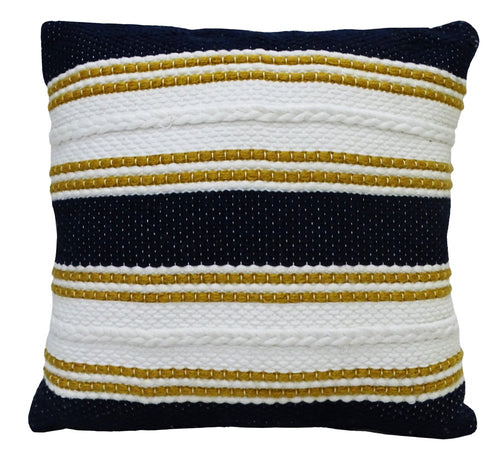 18" x 18" Black & Yellow Zippered Striped Indoor/Outdoor Patio Throw Pillow