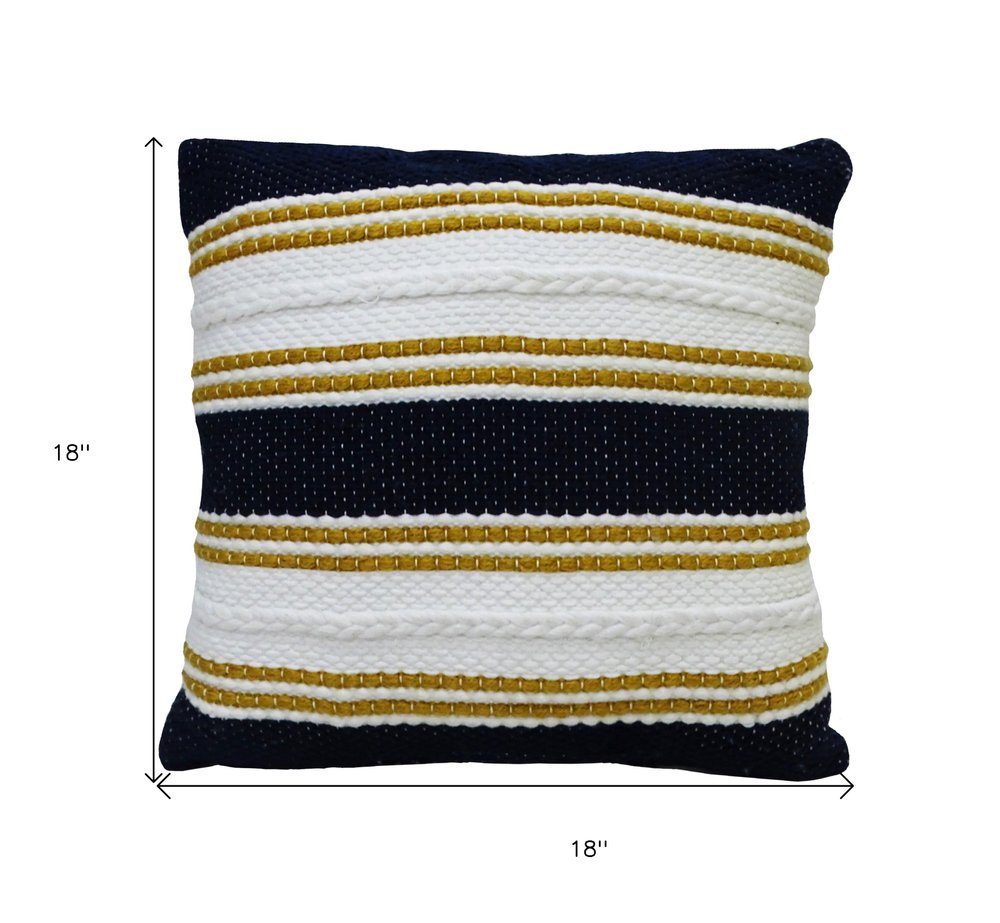 18" x 18" Black & Yellow Zippered Striped Indoor/Outdoor Patio Throw Pillow