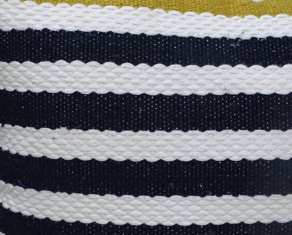 14" x 20" Black & Yellow Zippered Striped Indoor/Outdoor Patio Throw Pillow