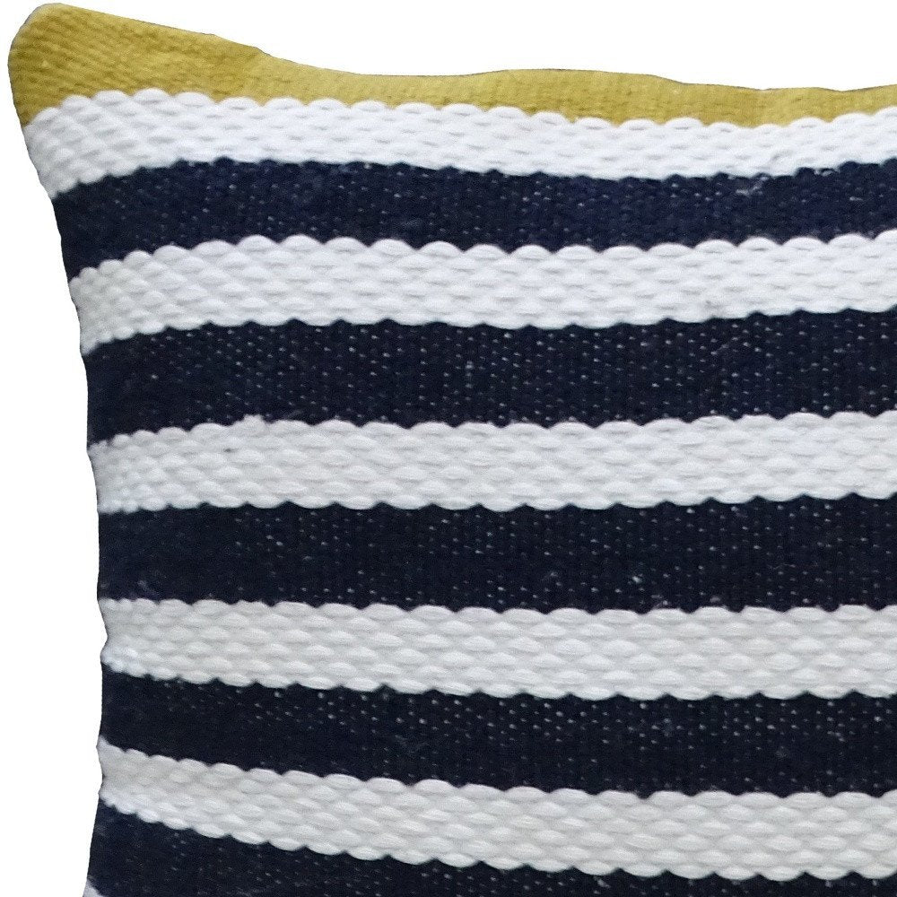 14" x 20" Black & Yellow Zippered Striped Indoor/Outdoor Patio Throw Pillow
