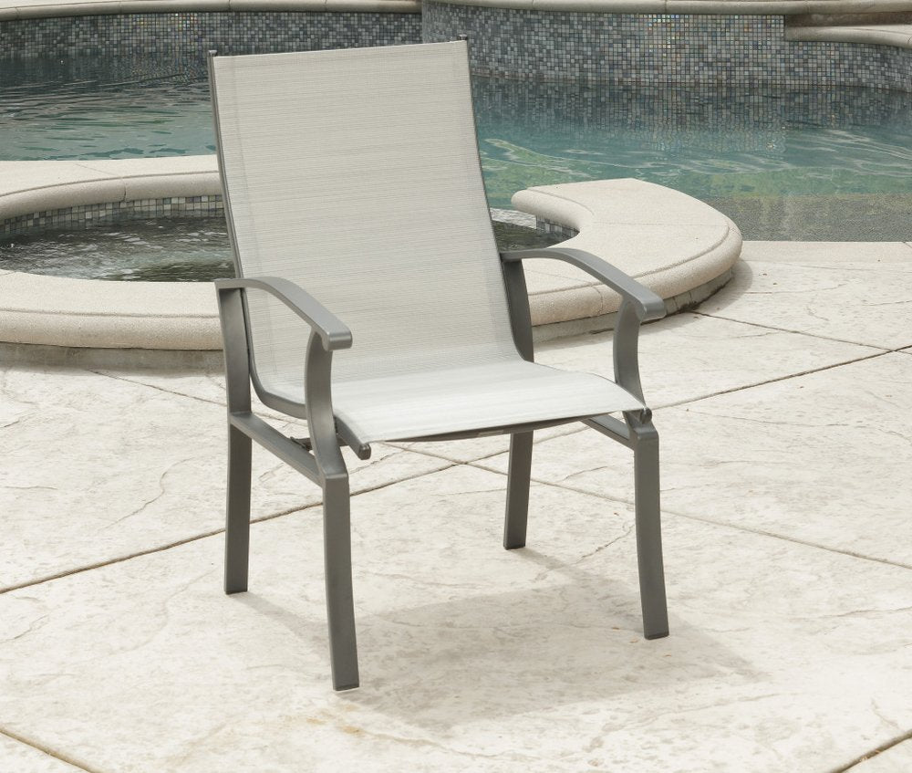 Outdoor Patio 7-Piece Black and Gray Rectangular Glass Dining Set with 6 Chairs