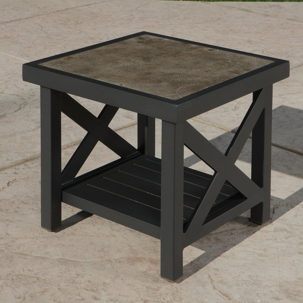 6-Piece Gray Metal Outdoor Patio Sectional Conversation Set with Table