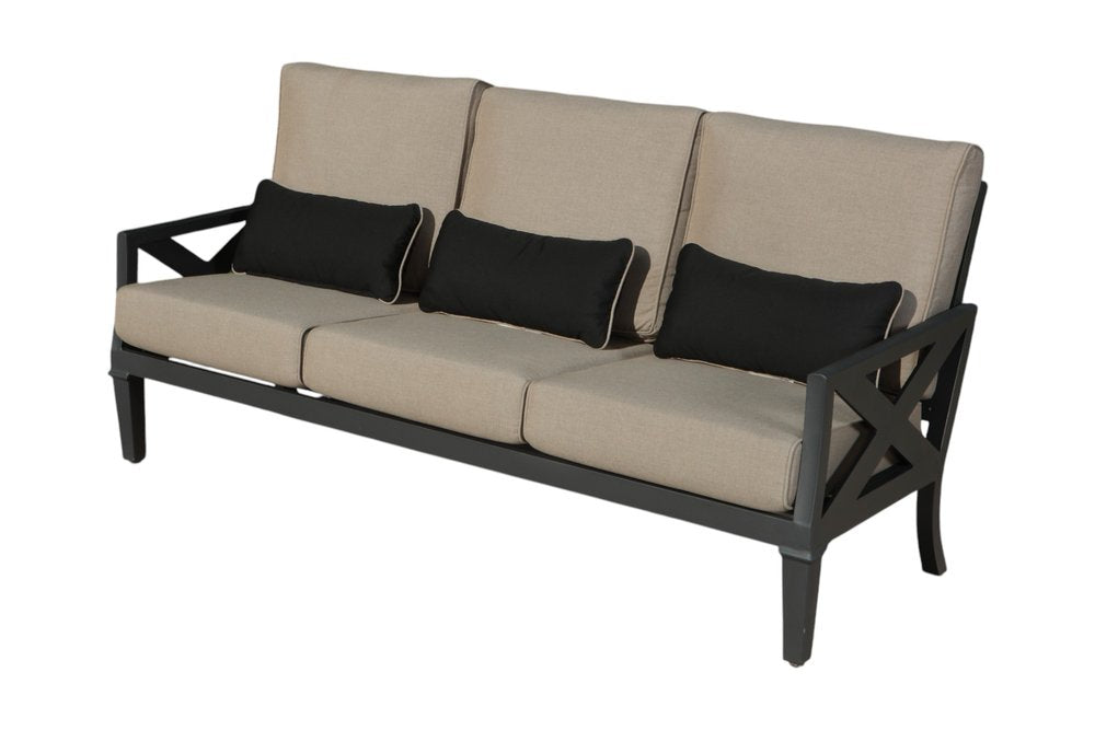 6-Piece Gray Metal Outdoor Patio Sectional Conversation Set with Table