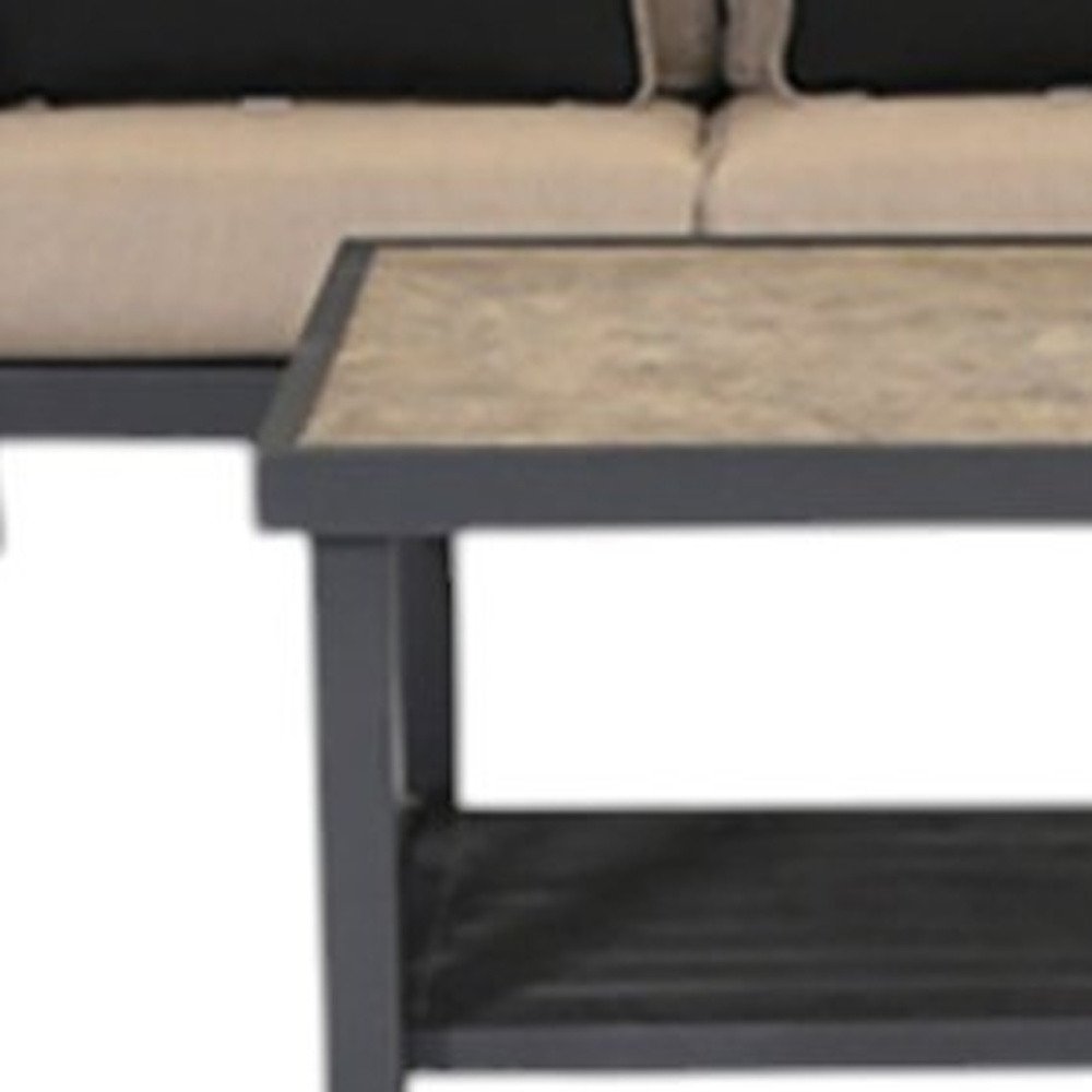 6-Piece Gray Metal Outdoor Patio Sectional Conversation Set with Table