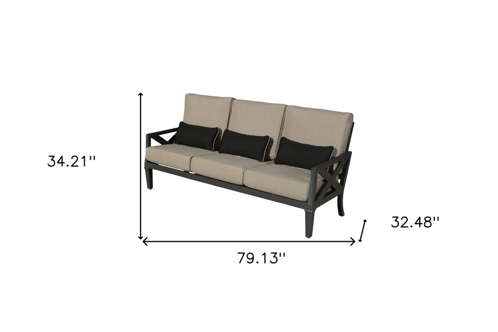 6-Piece Gray Metal Outdoor Patio Sectional Conversation Set with Table