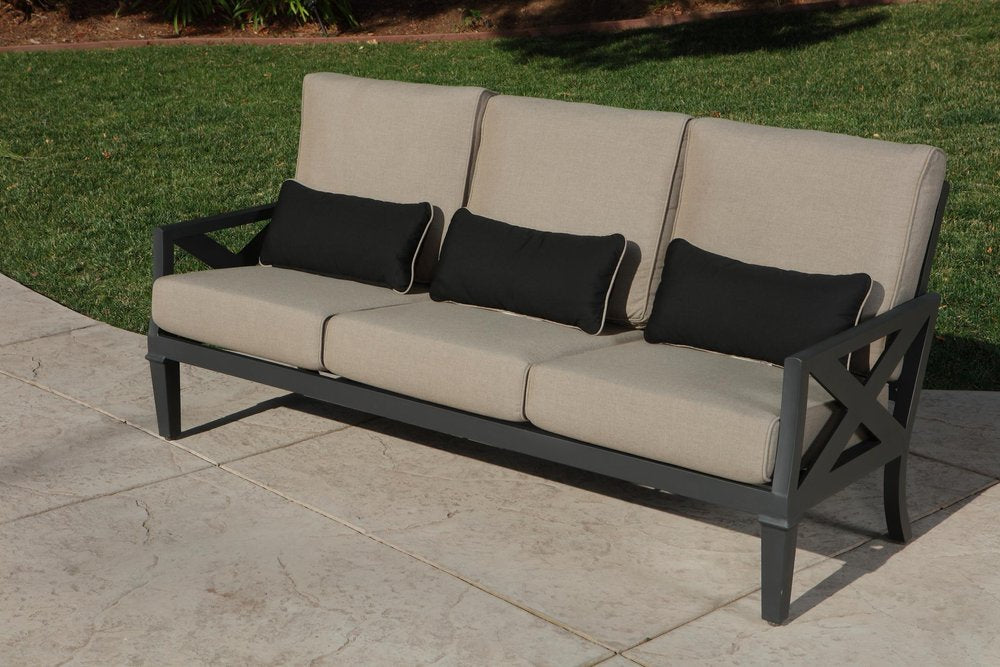 6-Piece Gray Metal Outdoor Patio Sectional Conversation Set with Table