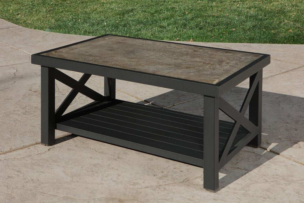 6-Piece Gray Metal Outdoor Patio Sectional Conversation Set with Table
