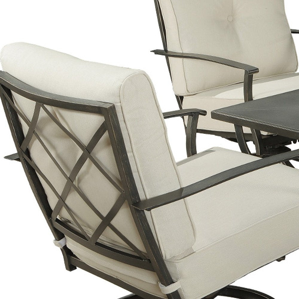 5-Piece Black and Gray Metal Outdoor Patio Conversation Set with Table