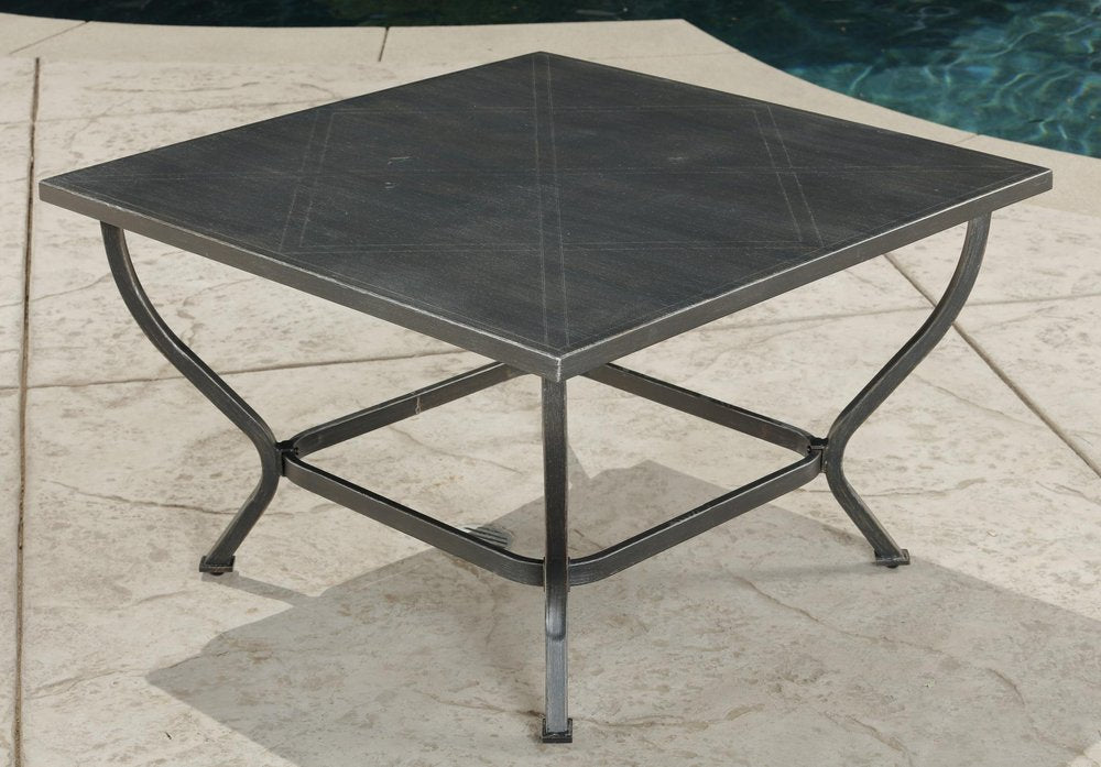 5-Piece Black and Gray Metal Outdoor Patio Conversation Set with Table