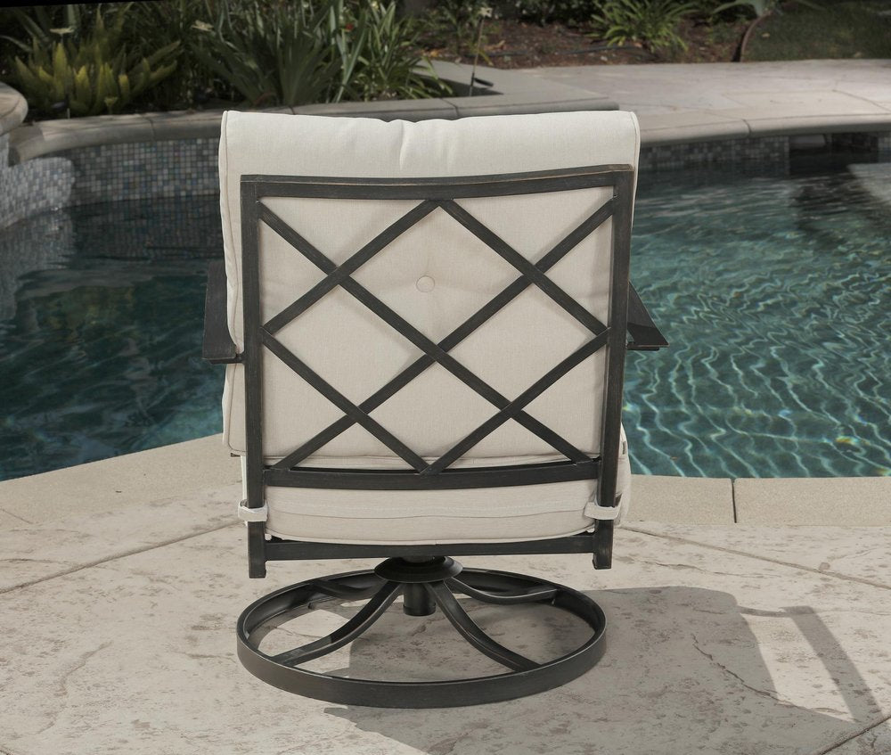 5-Piece Black and Gray Metal Outdoor Patio Conversation Set with Table