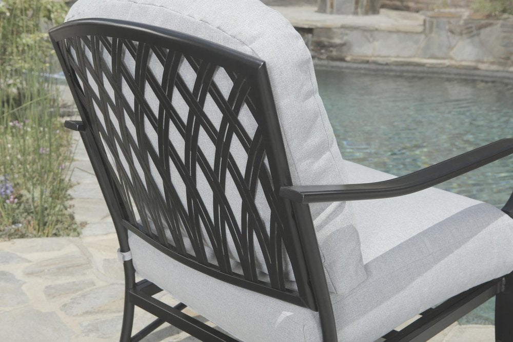 4-Piece Black and Light Gray Metal Outdoor Patio Conversation Set with Table