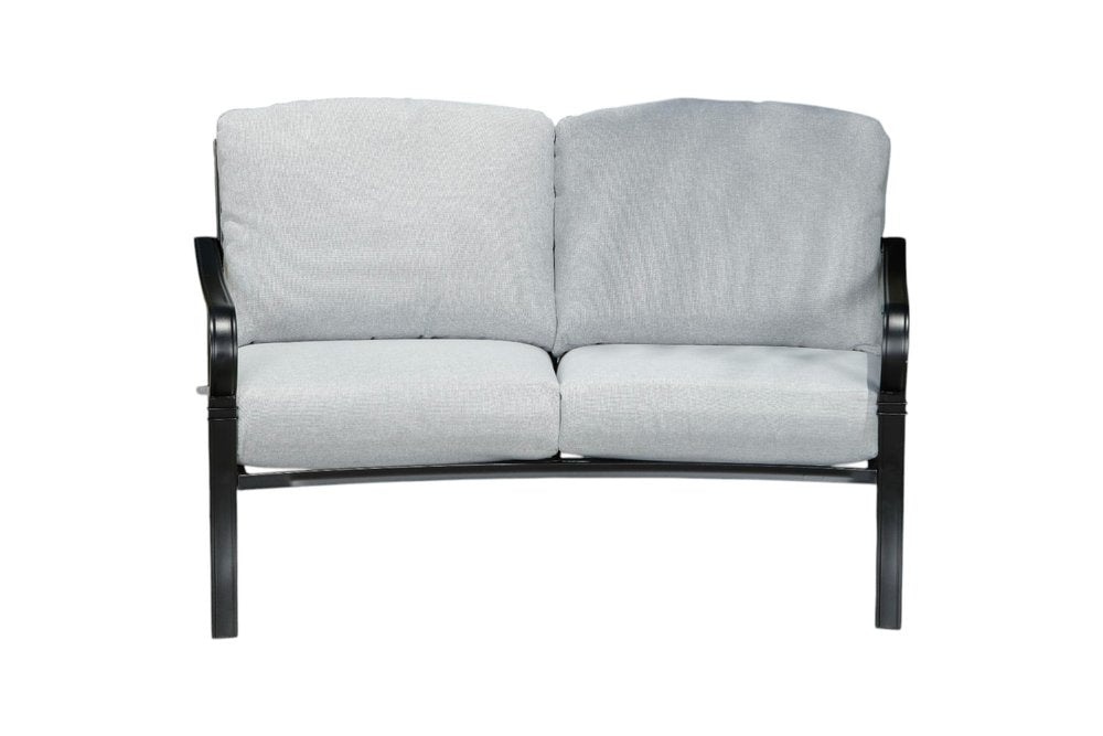 4-Piece Black and Light Gray Metal Outdoor Patio Conversation Set with Table