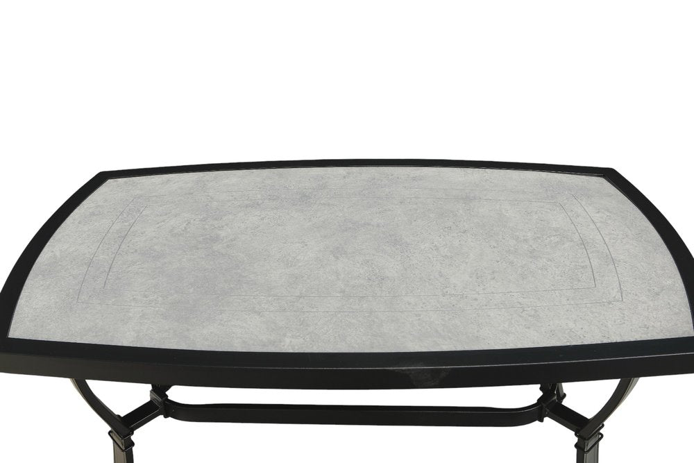 4-Piece Black and Light Gray Metal Outdoor Patio Conversation Set with Table