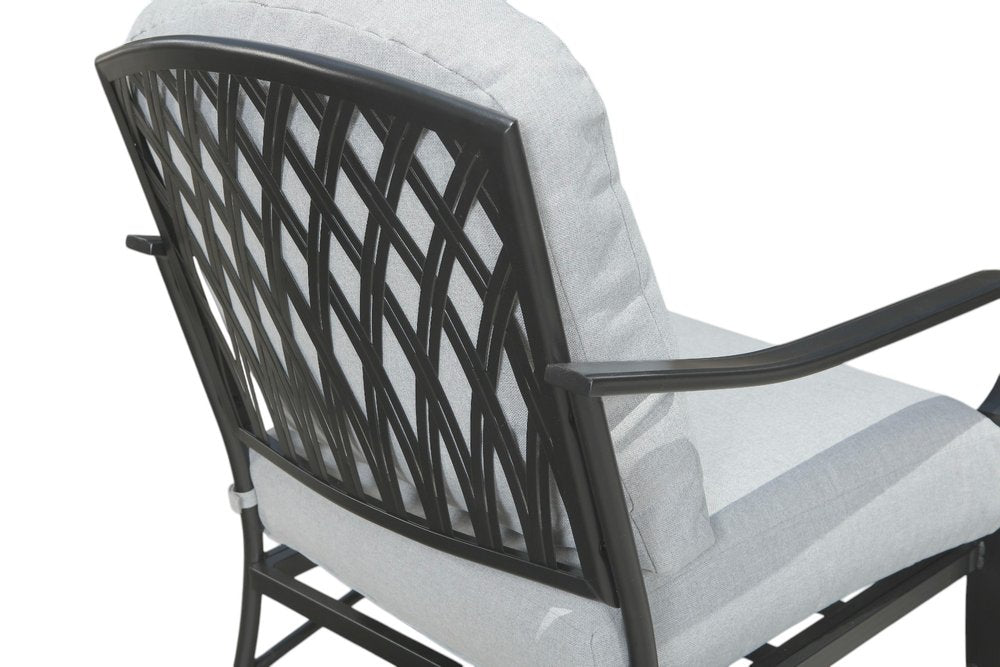 4-Piece Black and Light Gray Metal Outdoor Patio Conversation Set with Table
