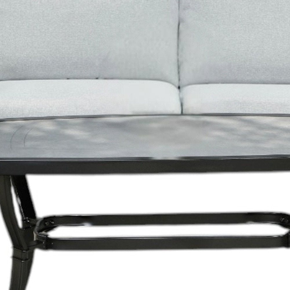 4-Piece Black and Light Gray Metal Outdoor Patio Conversation Set with Table