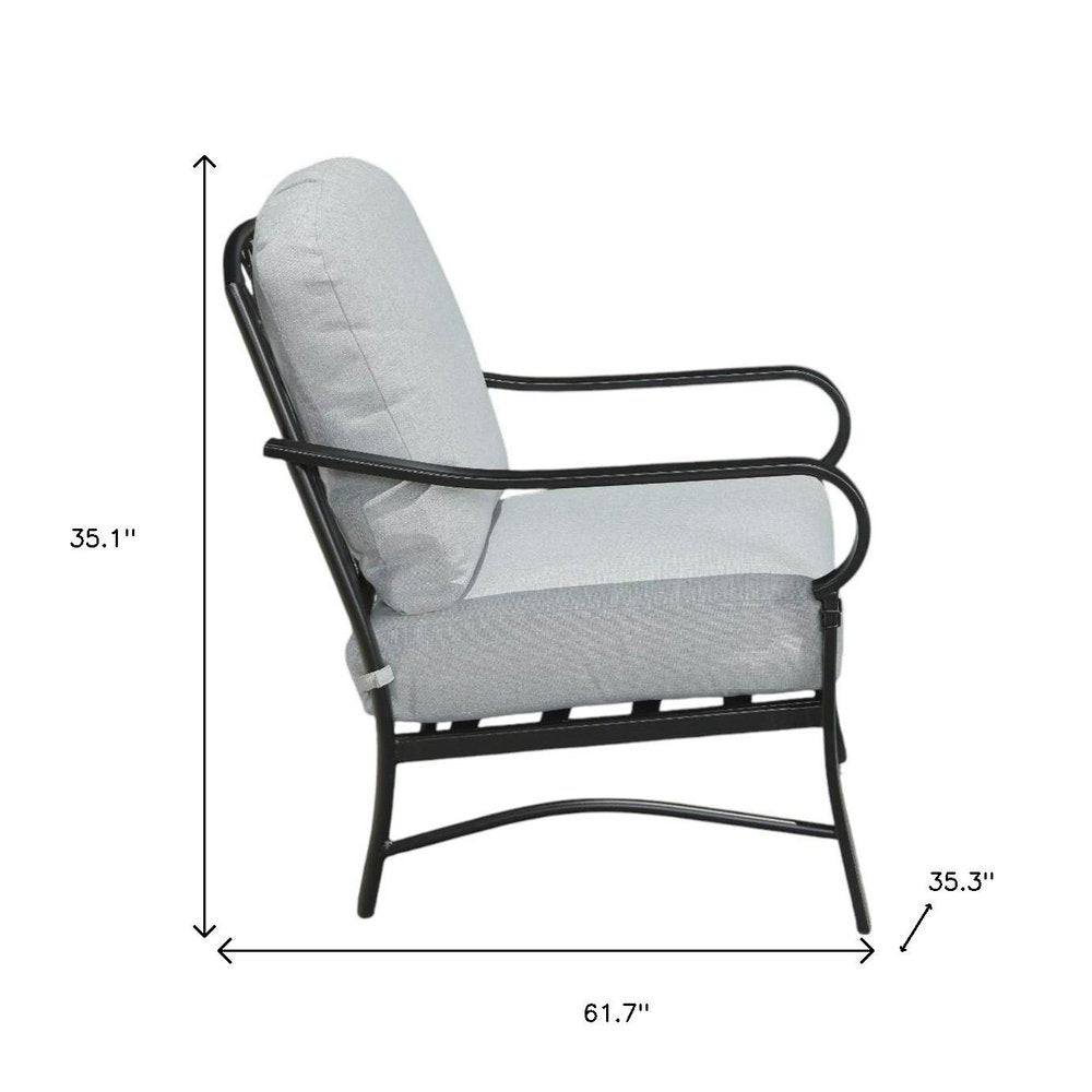 4-Piece Black and Light Gray Metal Outdoor Patio Conversation Set with Table