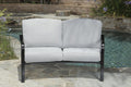 4-Piece Black and Light Gray Metal Outdoor Patio Conversation Set with Table