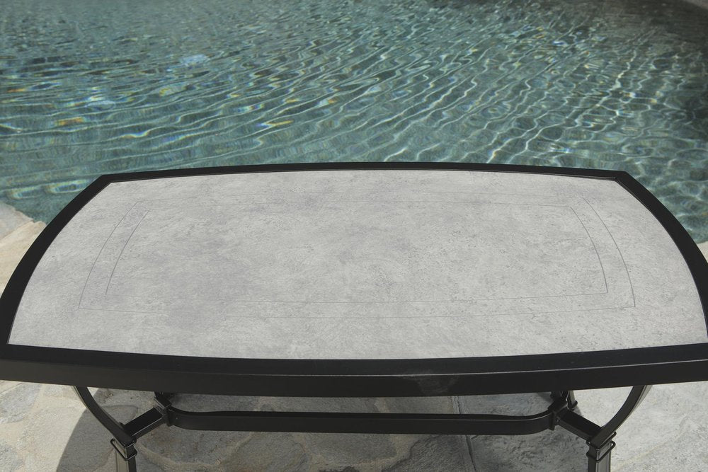 4-Piece Black and Light Gray Metal Outdoor Patio Conversation Set with Table