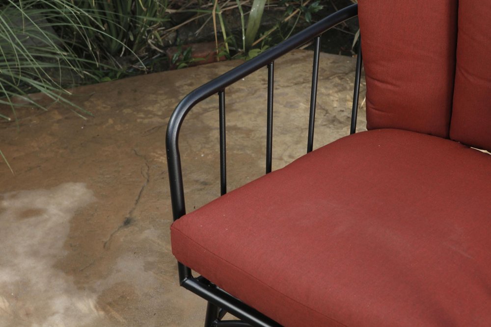 3-Piece Black and Red Metal 2-Person Outdoor Patio Conversation Set with Table