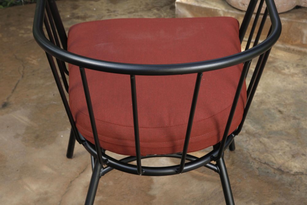 3-Piece Black and Red Metal 2-Person Outdoor Patio Conversation Set with Table