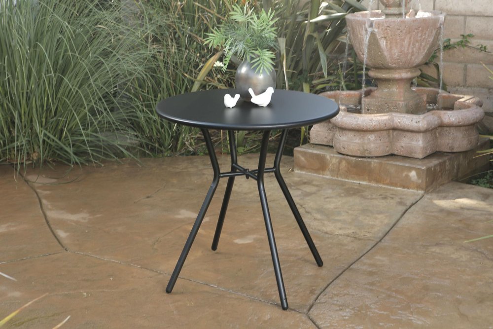 3-Piece Black and Red Metal 2-Person Outdoor Patio Conversation Set with Table