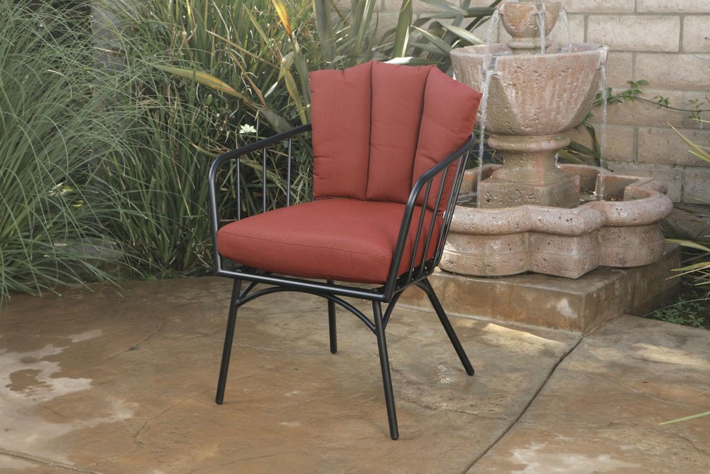 3-Piece Black and Red Metal 2-Person Outdoor Patio Conversation Set with Table