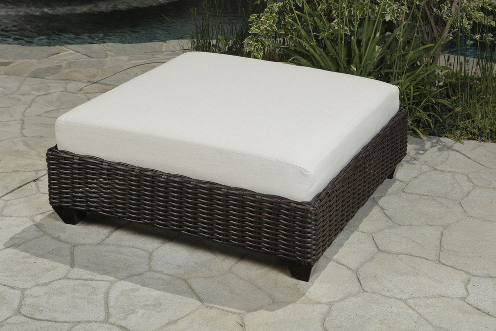 4-Piece Brown and White Wicker Outdoor Patio Sectional Conversation Set