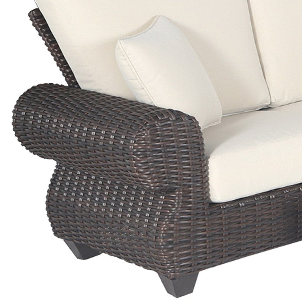 4-Piece Brown and White Wicker Outdoor Patio Sectional Conversation Set