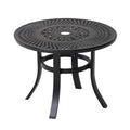 24" Black Rounded Metal Outdoor Patio Bistro Table with Umbrella Hole