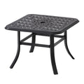 24" Black Square Metal Outdoor Patio Bistro Table with Umbrella Hole