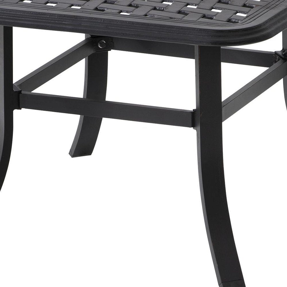 24" Black Square Metal Outdoor Patio Bistro Table with Umbrella Hole