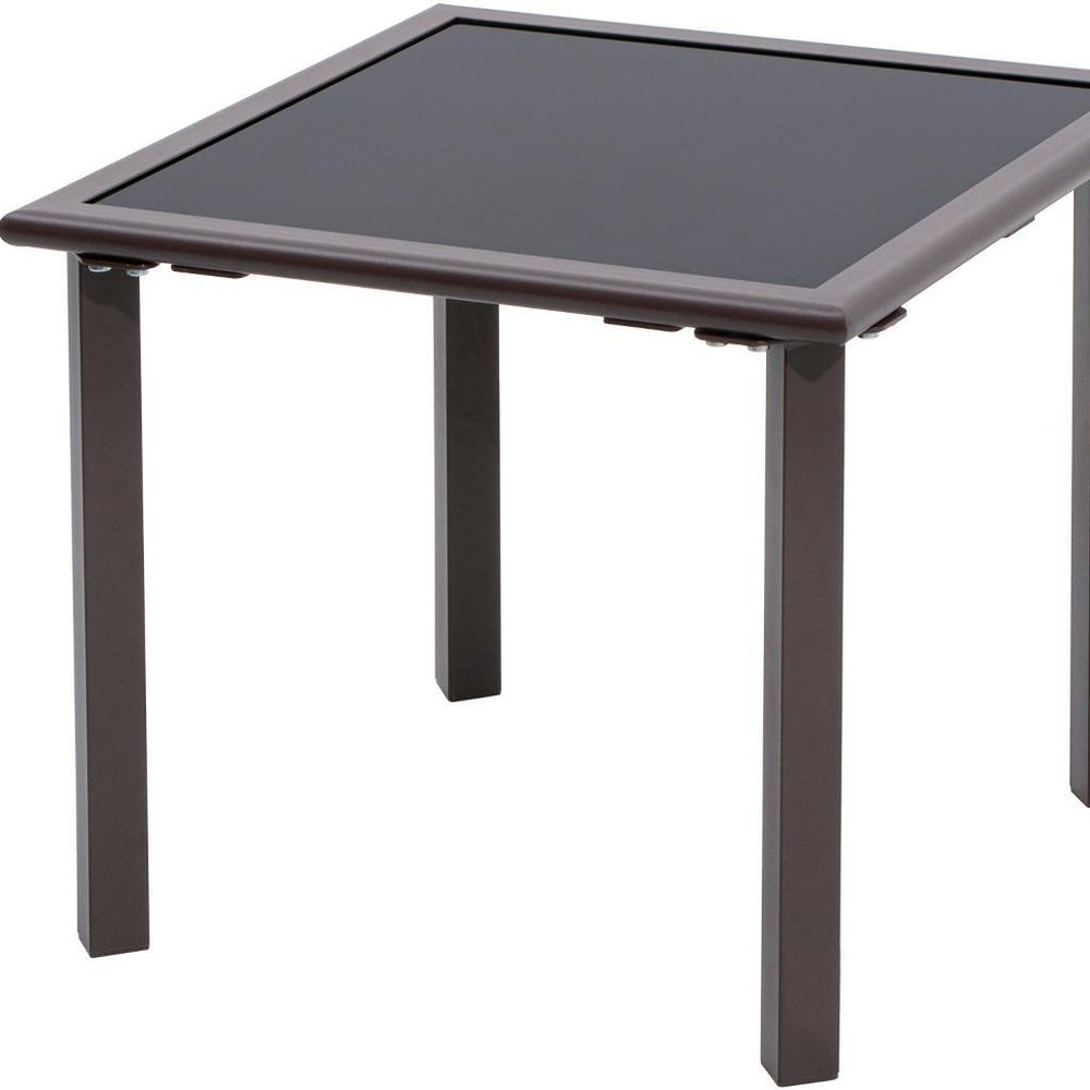 18" Black Square Glass Outdoor Patio Side Table