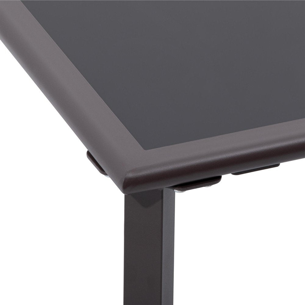 18" Black Square Glass Outdoor Patio Side Table