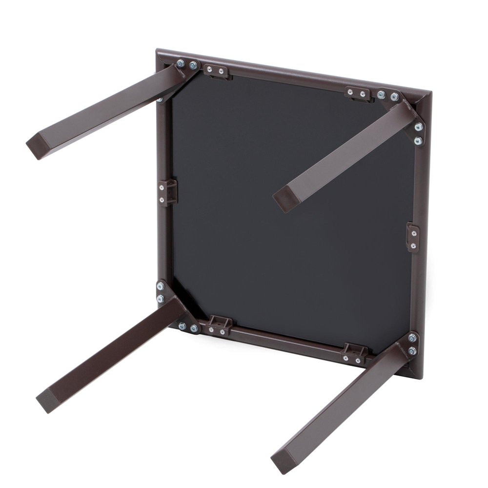 18" Black Square Glass Outdoor Patio Side Table