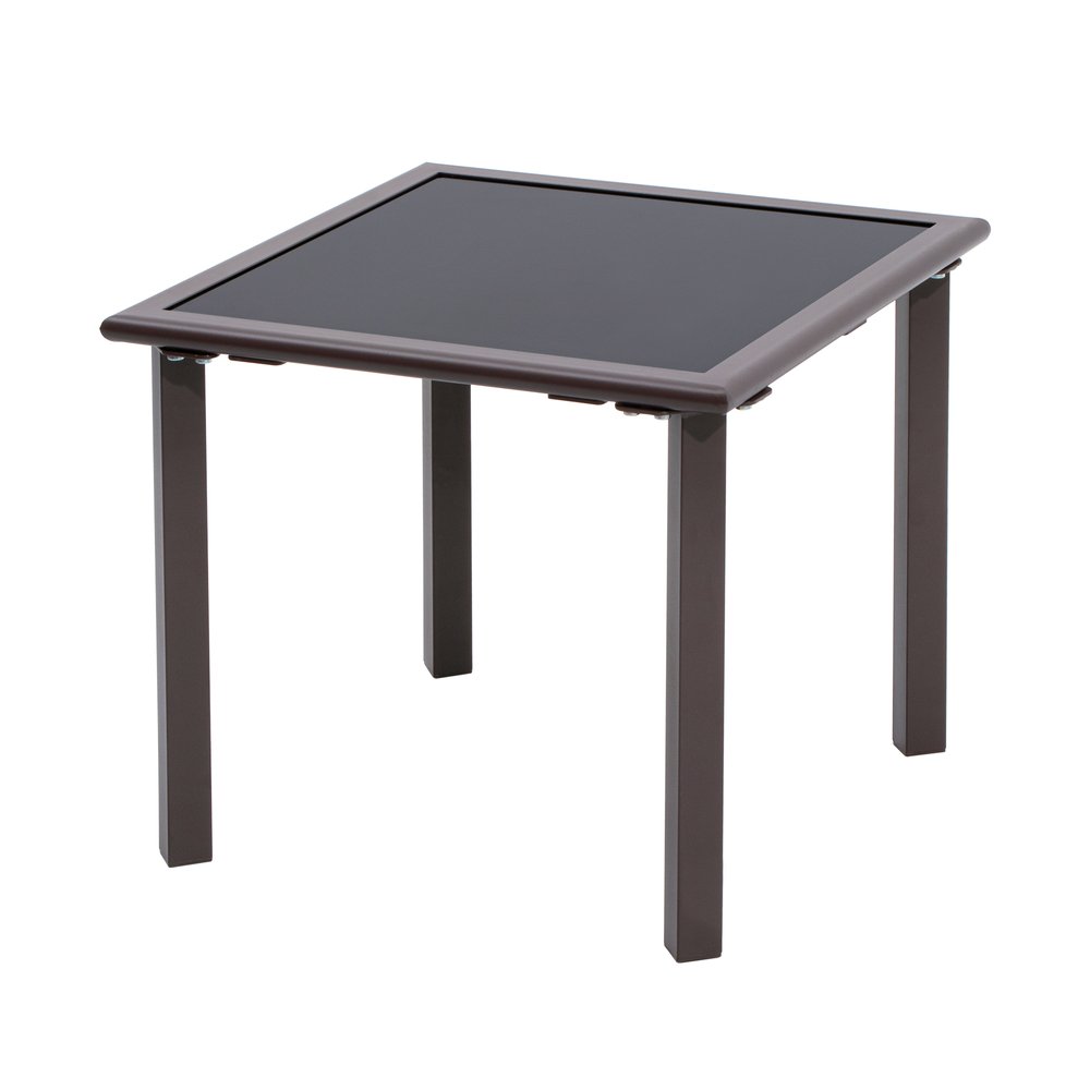 18" Black Square Glass Outdoor Patio Side Table