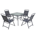 Outdoor Patio 5-Piece Clear and Black Square Glass Dining Set with 4 Chairs
