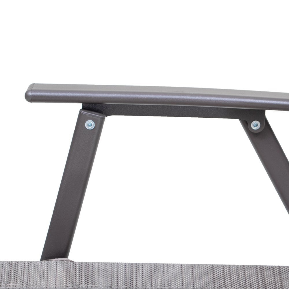 4-Piece 35" Brown Steel Sling Outdoor Patio Folding Arm Chair Set