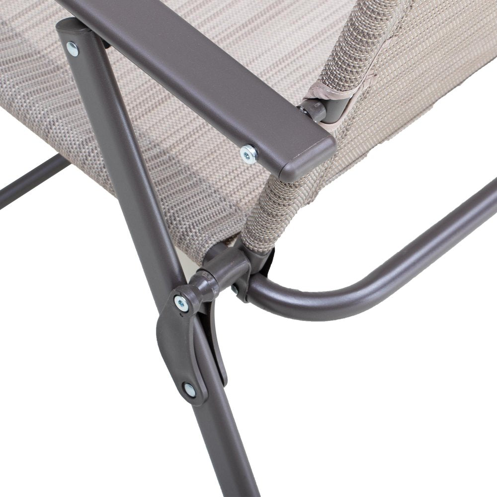4-Piece 35" Brown Steel Sling Outdoor Patio Folding Arm Chair Set
