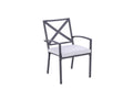 2-Piece Dark Gray Aluminum Outdoor Patio Stacking Dining Chairs with Light Gray Cushion - Outdoor Patio Chair