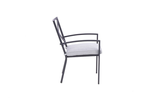 2-Piece Dark Gray Aluminum Outdoor Patio Stacking Dining Chairs with Light Gray Cushion - Outdoor Patio Chair