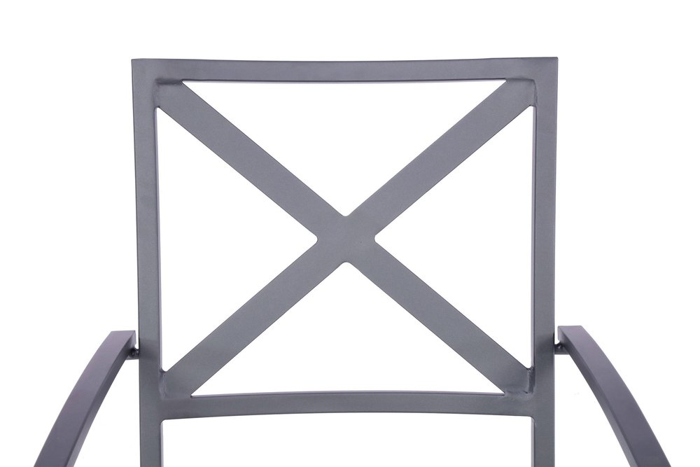 2-Piece Dark Gray Aluminum Outdoor Patio Stacking Dining Chairs with Light Gray Cushion - Outdoor Patio Chair