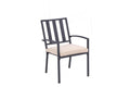 2-Piece Dark Gray Aluminum Outdoor Patio Stacking Dining Chairs with Beige Cushion - Outdoor Patio Chair