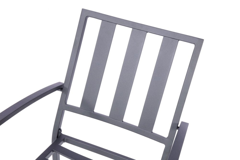 2-Piece Dark Gray Aluminum Outdoor Patio Stacking Dining Chairs with Beige Cushion - Outdoor Patio Chair
