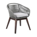 27" Gray Solid Wood Outdoor Patio Dining Chair with Gray Cushion