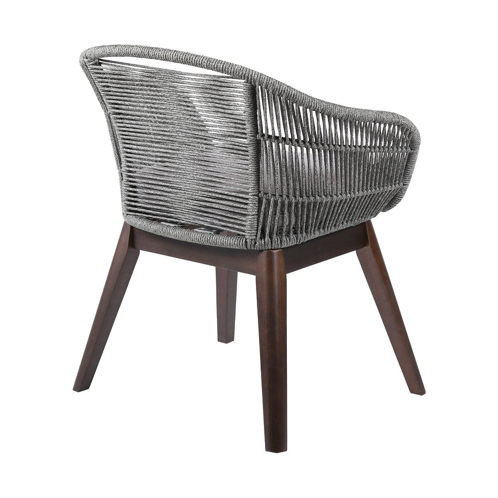 27" Gray Solid Wood Outdoor Patio Dining Chair with Gray Cushion