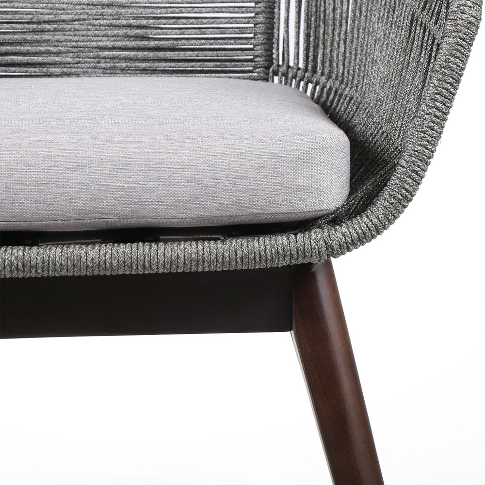 27" Gray Solid Wood Outdoor Patio Dining Chair with Gray Cushion